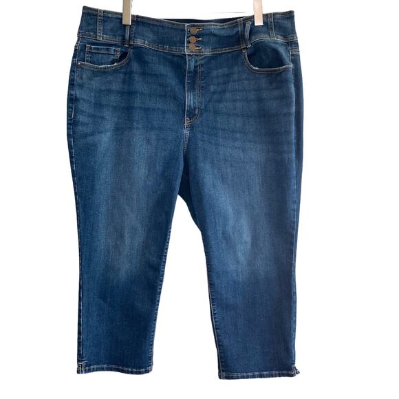 Lane Bryant Cropped Button & Zip Fly Jeans Flex Magic Waistband High Rise Sz 24 - Picture 1 of 10